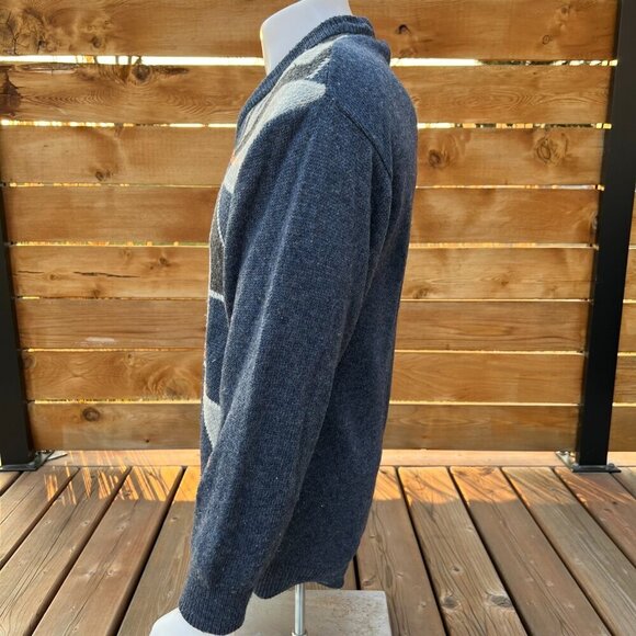 Vintage 90s V-Neck Geometric Print Grandpa Dad Sweater - Picture 5 of 10